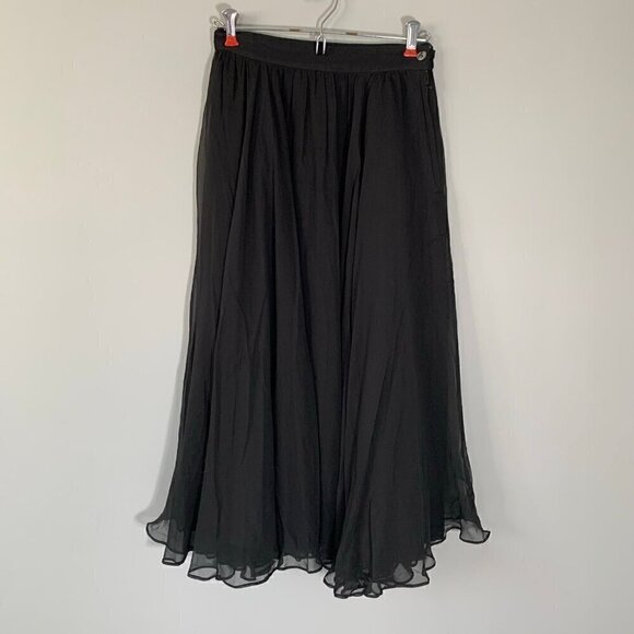 Milton Ford Dresses & Skirts - Vintage Casi by Milton Ford black flowy sheer and lined fitted twirl skirt